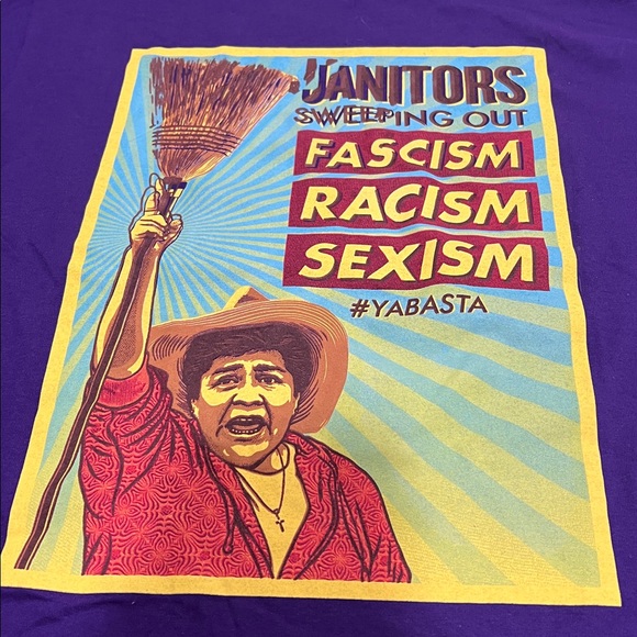 Chicano style Purple Graphic T-Shirt with Activist Print NWOT - Picture 2 of 9